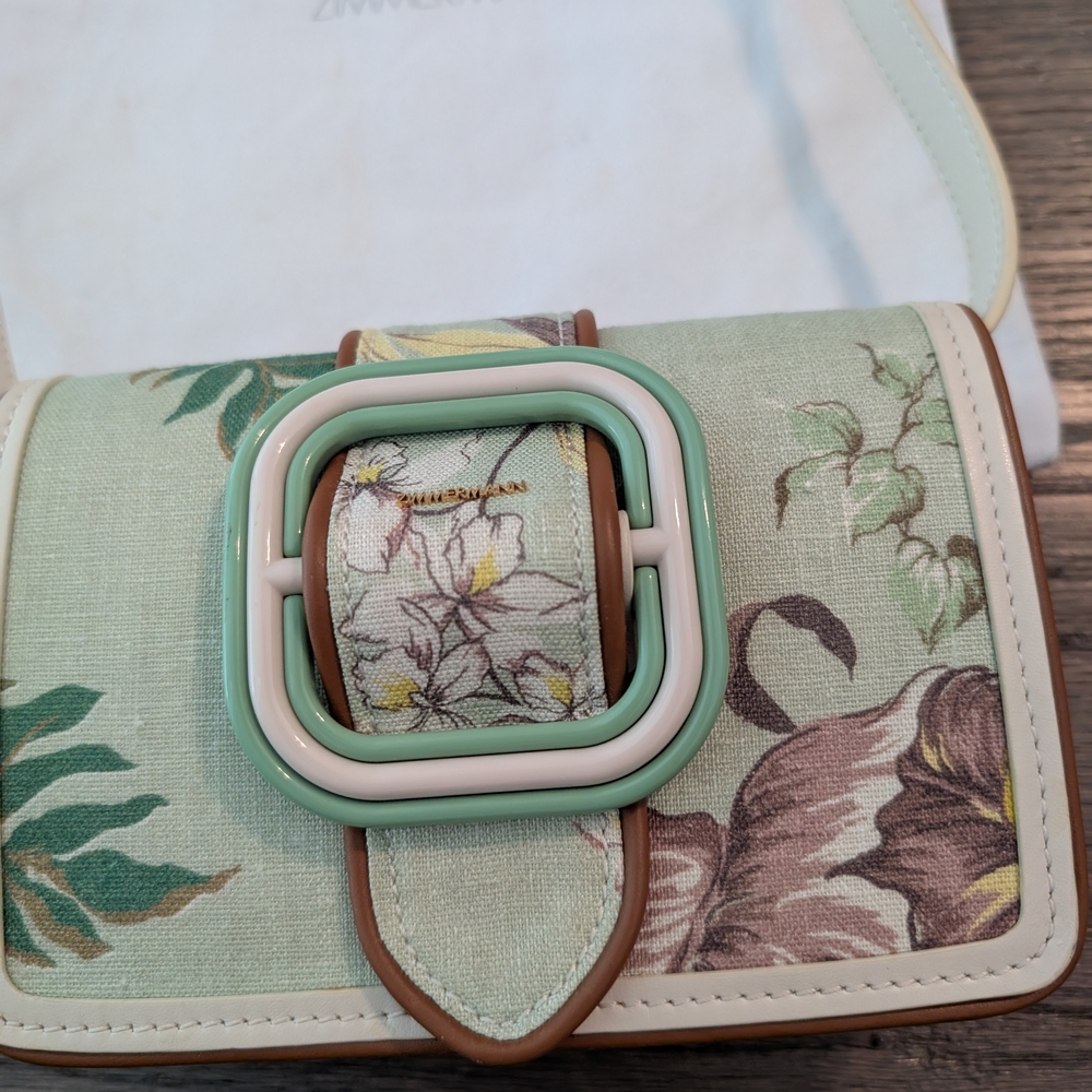 Zimmermann Mint Green Floral Crossbody Bag